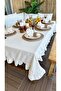 Pearl Ruffle Tablecloth Ecru - 8