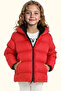 Girl's Red Fleece Hooded Waterproof Wind-Resistant Pocket Puffer Winter Coat