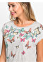 Women's Gray Butterfly Printed Low Sleeve Blouse 87m33290 26a33290 - 4