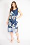 Women's Navy Blue Plus Size Side Slit Sleeveless Dress 65n36377