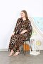 Women's Plus Size Leo Woven Viscose Leopard Print Front Length Button-Down Long Dress with Pockets 65N38735 - 3