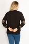 Women's Large Size Black Mesh Detailed Sweatshirt 65n18844 - 4