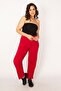 Women's Large Size Red Elastic Waist Crepe Trousers 65n33786 - 5