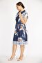 Women's Navy Blue Large Size Collar Front Placket Zippered Waist Belted Dress 65n36570 - 4
