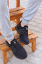 Huboss Comfortable Sole Walking Running Sports Shoes Black-Black Laceless Men's Sneaker - 5