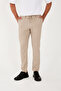 Men's Jogger Slimfit Waist Half Elastic Beige Fabric Trousers