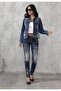 Wd256 Contrast Stitched Embroidered Blue Women's Jeans - 2
