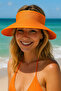 Orange Sunscreen Foldable Straw Visor Hat with Ribbon Hsr2080 - 2