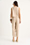 Women's Beige Thick Strap Blouse Elastic Waist Pants Modal Set 3089 60283231 - 7