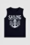 Men's 100% Cotton Crew Neck Printed Sleeveless T-Shirt - 2