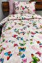 Single Duvet Cover Set with Elastic Sheet Young Butterfly Pink 4 Pieces - 2