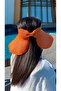 Orange Sunscreen Foldable Straw Visor Hat with Ribbon Hsr2080 - 5