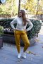 Women's Mustard Scuba Fabric, Comfortable Fit, Pleated Skinny Leg Sweatpants - 4
