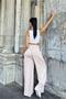 Mink Elastic Waist, Pockets, Wide Leg, Loose Trousers - 6