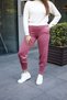 Women's Dried Rose Scuba Fabric, Comfortable Fit, Pleated Skinny Leg Sweatpants - 6