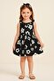 Flower Printed Bow Girl's Dress - 4
