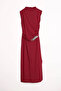 Double Breasted Form Crepe Midi Dress with Stone Belt Detail - 4