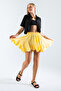 Yellow Elastic Waist Mini Skirt - 2