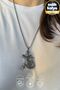 Stainless Steel Medallion Chameleon Figure Silver Color Glossy Non-Tarnish Steel Pendant Unisex Necklace - 2