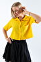 Women's Yellow Crop Wrinkle Fabric Buttoned Pocket Shirt - 2