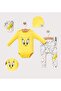 Luvvera Yellow Chick Detailed Hat 3 Piece Baby Set 100% Cotton