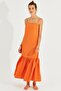 Women's Orange Skirt Flounced Strap Midi Dress MEN2001 - 4