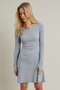 Women's Gray Melange Tie-Up Camisole Mini Dress Fry2175 - 3