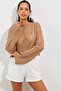Women's Camel Spanish Sleeve Openwork Knitwear Short Blouse SMT181 - 4