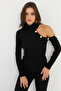 Women's Black Single Shoulder Open Camisole Fishing Blouse Ey2947 - 4