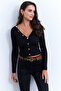 Women's Black Buttoned Short Cardigan Ey2952 - 7