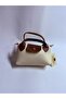 Cream Women's Faux Leather Strappy Small Size Hand and Shoulder Bag - 4