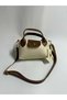 Cream Women's Faux Leather Strappy Small Size Hand and Shoulder Bag - 3