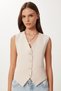 Cream Crop Woven Vest - Fitting on the Body, Lto0003 - 5