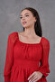 Women's Skirt Detailed Lined Chiffon Fabric Red Mini Dress 078 - 2