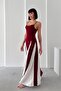 Women's Rope Strap Segmented R Color Block Maxi Length Long Sandy Fabric Dress - 4