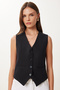 Body-Hugging Crop Woven Vest Black Lto0003 - 4
