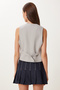 Body-Hugging Crop Woven Vest Gray Lto0003 - 5
