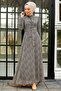- Leopard Patterned Gray Hijab Dress 27904gr