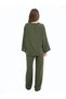 Women's Kimono Khaki Tied Double Set Ayrobin Fabric - 6