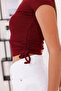 Burgundy Side Gathered Camisole Crop T-Shirt – Body-Fitting Summer Model - 5