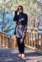 Deren Model Lycra Modular Skirted Powder Stripe Design Hijab Jumpsuit Swimsuit - 2