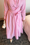 Shirt Collar Tie Poplin Fabric Hijab Dress-Powder Pink - 4