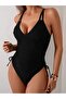 One Piece Swimsuit Cross Back Design V Neckline,