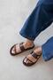 Zeus Women's Buckle Detail Daily Comfort Leather Slippers Brown