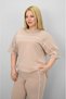 Women's Plus Size Short Sleeve Loose Leg Tracksuit Set with Intermediate Piping Detail 8189-25 - 7