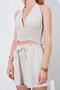 Women's Natural Crop Blouse Shorts Linen Set - 6