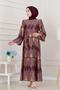 Balloon Sleeve Satin Adel Dress-Purple - 2
