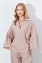 Women's Mink Deep V-Neck Elbow Sleeve Casual Shirt - 2