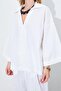 Women's Bone Deep V-Neck Elbow Sleeve Casual Shirt - 6