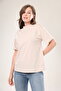 100% Organic Cotton Women's Cream Light Beige Basic Ribbed Stand Collar Knitted T-Shirt Half Fisherman - 3